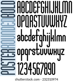Rounded black font and numbers on white background, bold poster letters.