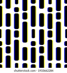 rounded blocks , abstract geometrical seamless pattern, blue yellow black, white background