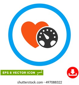 Rounded Blood Pressure Meter EPS vector pictogram. Illustration style is flat icon symbol inside a blue circle.