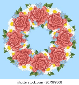 Rounded blossom ornament. Vector illustration