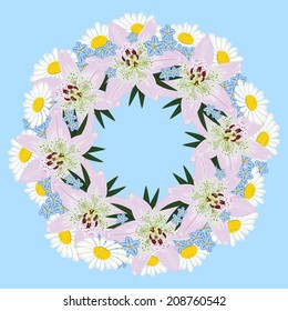 Rounded blossom ornament. Vector illustration 