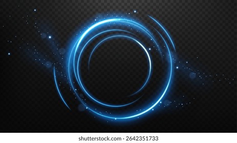 Rounded Blue Light Rotating with Flying Particles, Suitable For Product Advertising, Product Design and Other, Vector Illustration