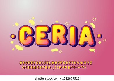 Rounded Bold Font Effect, Colorful Typography Alphabet with with highlight gradient color and shadow effect.