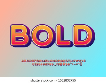 Rounded Bold Font Effect, Colorful Typography Alphabet with with highlight gradient color and shadow effect.
