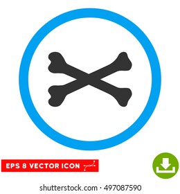 Rounded Bones Cross EPS vector pictograph. Illustration style is flat icon symbol inside a blue circle.