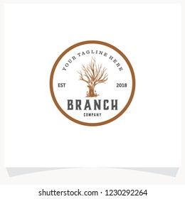 Rounded Branch Tree Hand drawn Logo Design Template