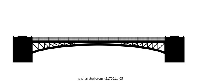 Rounded Bridge silhouette. Transport road construction. Isolated on white background. Vector.