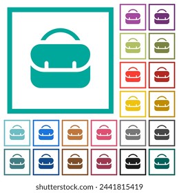 Rounded briefcase flat color icons with quadrant frames on white background