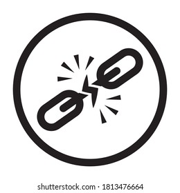 Rounded a broken link or disconnected chain line art icon for apps and websites