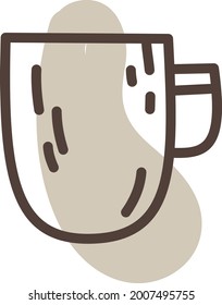 Rounded brown coffee mug, illustration, vector on a white background.