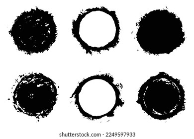 Rounded brush stroke set, Colorful round circle, rounded brush effect