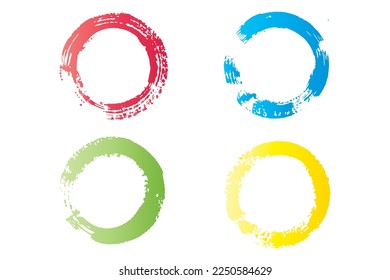 Rounded brush stroke set, Colorful round circle, rounded brush effect
