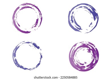 Rounded brush stroke set, Colorful round circle, rounded brush effect