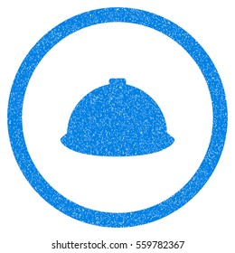 Rounded Builder Helmet rubber seal stamp watermark. Icon symbol inside circle with grunge design and dust texture. Unclean vector blue sticker.