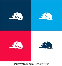 Rounded building shape four color material and minimal icon logo set in red and blue