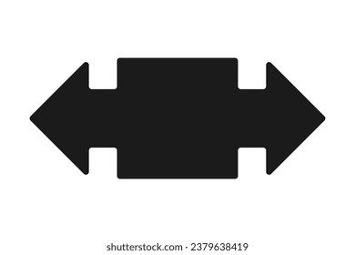 Rounded bullet point square, double arrow. A two-way black marker direction symbol. Isolated on a white background.