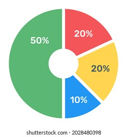 Rounded business infographic, pie chart, slice chart flat icon
