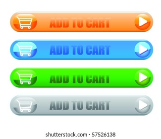 rounded buttons with cart symbol and text-vector
