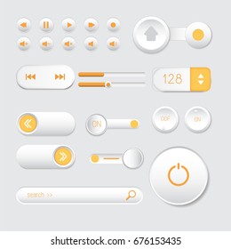 Rounded buttons set orange web