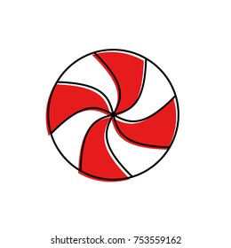 rounded candy mint sweet christmas icon vector illustration