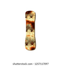 Rounded capital English letter I with matza texture. Font for Passover. Vector illustration on isolated background.