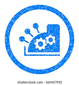 Rounded Cash Register rubber seal stamp watermark. Icon symbol inside circle with grunge design and dust texture. Unclean vector blue sticker.