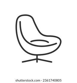 Rounded chair, linear icon. Line with editable stroke