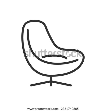 Rounded chair, linear icon. Line with editable stroke