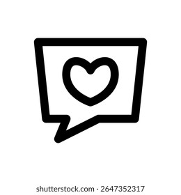 Rounded chat box love icon thick line