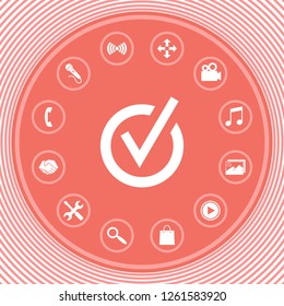 Rounded check mark icon. Graphic elements for your design