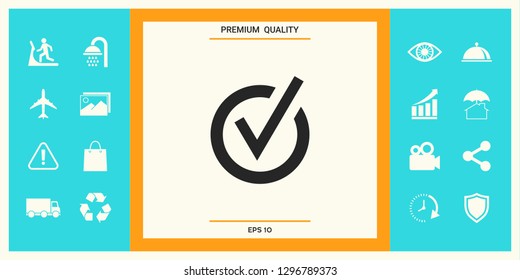 Rounded check mark icon. Graphic elements for your design
