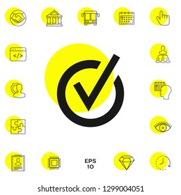 Rounded check mark icon. Graphic elements for your design