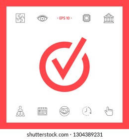 Rounded check mark icon. Graphic elements for your design