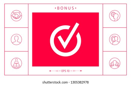 Rounded check mark icon. Graphic elements for your design