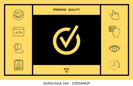 Rounded check mark icon. Graphic elements for your design