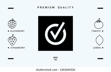 Rounded check mark icon. Graphic elements for your design