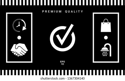 Rounded check mark icon. Graphic elements for your design