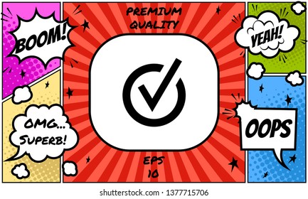 Rounded check mark icon. Graphic elements for your design