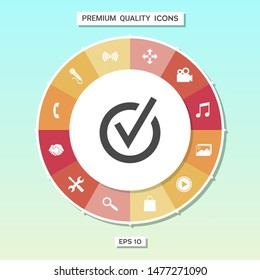 Rounded check mark icon. Graphic elements for your design