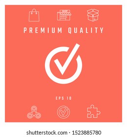 Rounded check mark icon. Graphic elements for your design