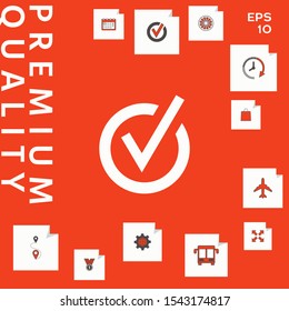 Rounded check mark icon. Graphic elements for your design