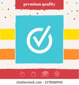 Rounded check mark icon. Graphic elements for your design