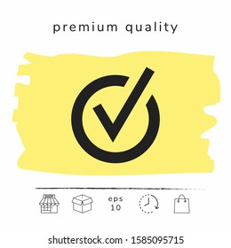 Rounded check mark icon. Graphic elements for your design