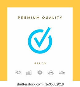 Rounded check mark icon. Graphic elements for your design