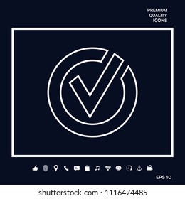 Rounded check mark line icon