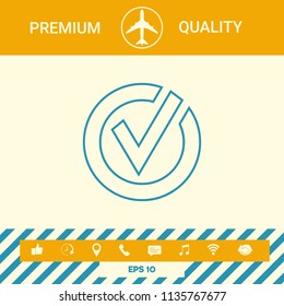 Rounded check mark line icon