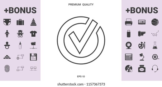 Rounded check mark line icon - graphic elements for your design