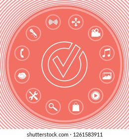Rounded check mark line icon. Graphic elements for your design