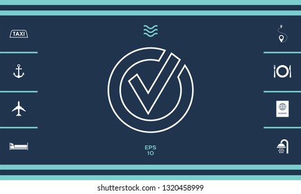 Rounded check mark line icon. Graphic elements for your design