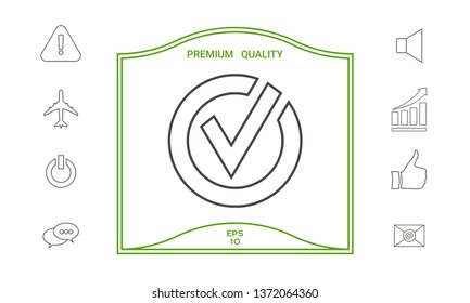 Rounded check mark line icon. Graphic elements for your design